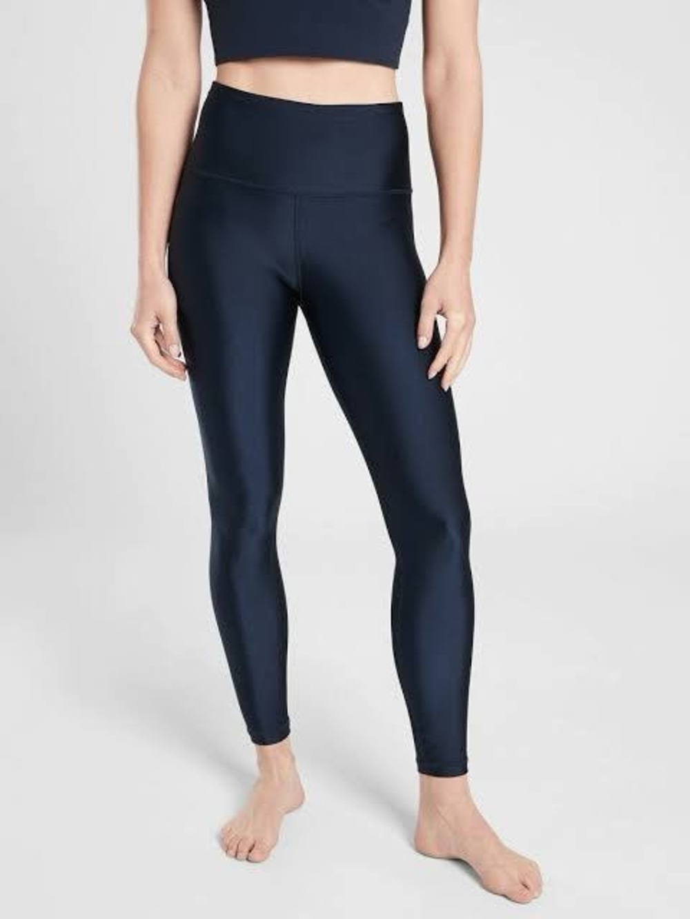 Athleta Elation Shine Tights High-Rise Navy Leggings Size L